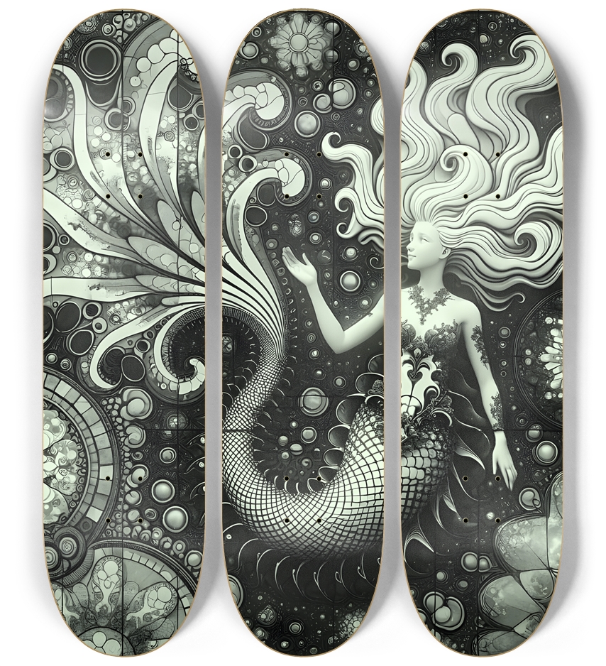 B&W Fractal Mermaid #20
