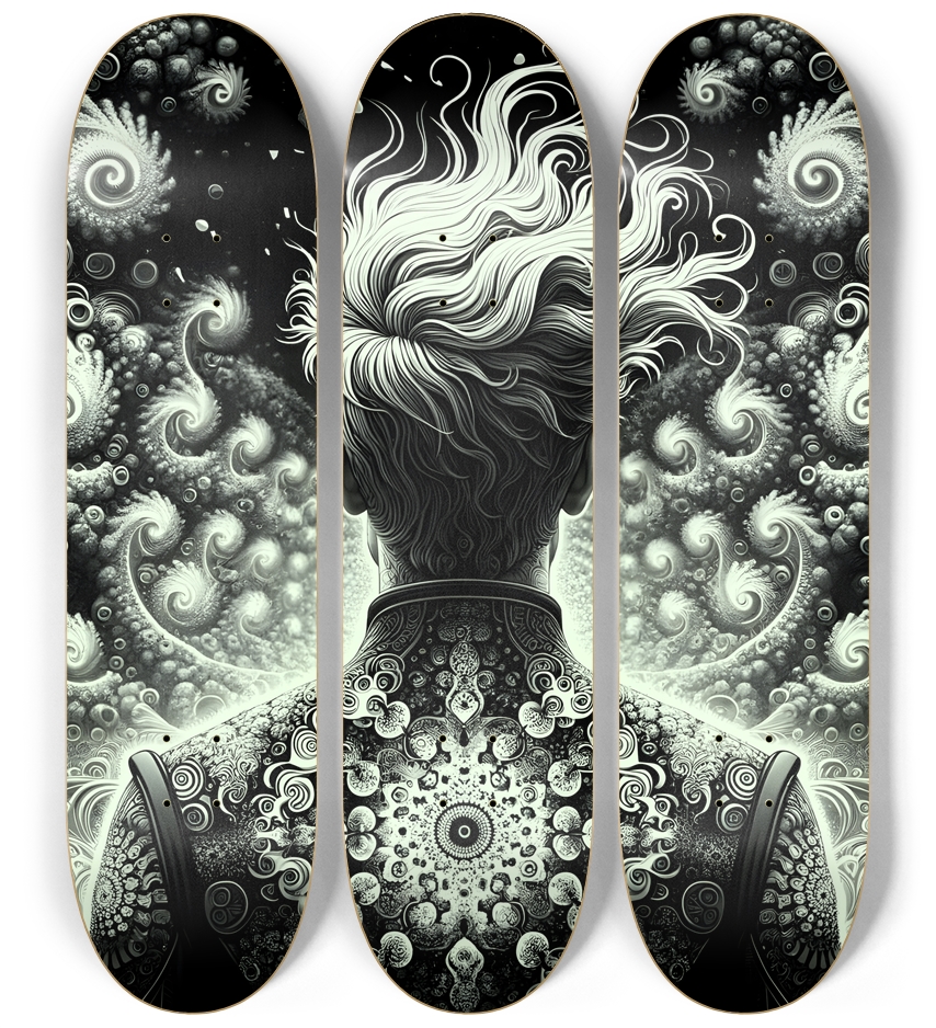 B&W Fractal Man #56 3 Deck Wall Series