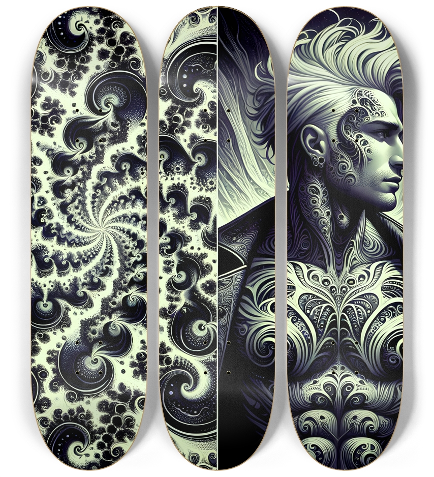 B&W Fractal Man #53 3 Deck Wall Series