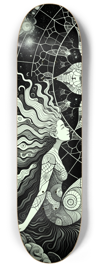 B&W Fractal Mermaid #4 #2 8-1/4 Skateboard Deck
