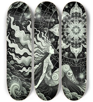 B&W Fractal Mermaid #4