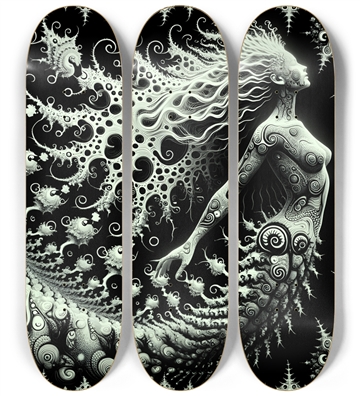 B&W Fractal Mermaid #10