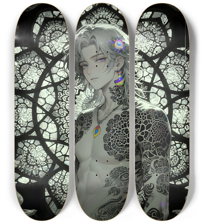 B&W Fractal Man #37 3 Deck Wall Series