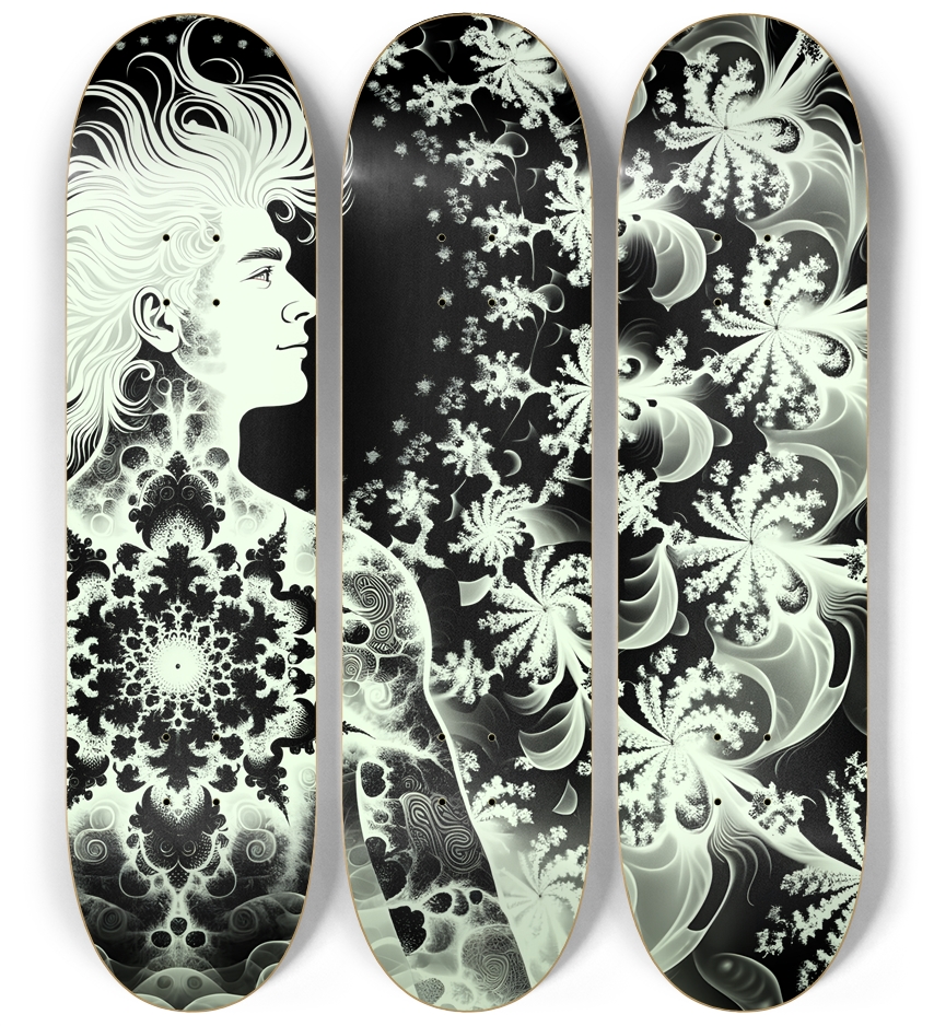 B&W Fractal Man #28 3 Deck Wall Series