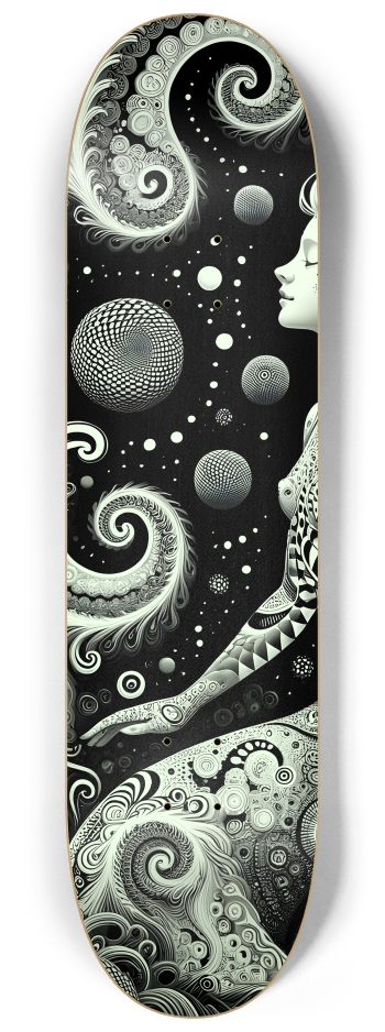 B&W Fractal Mermaid #12 #1 8-1/4 Skateboard Deck