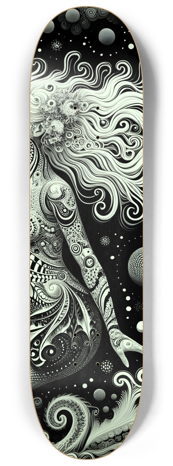 B&W Fractal Mermaid #12 #2 8-1/4 Skateboard Deck