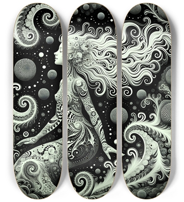 B&W Fractal Mermaid #12