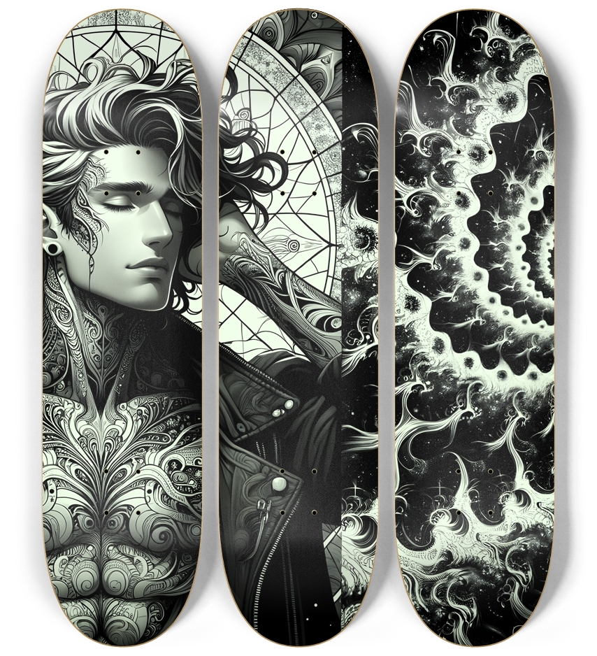B&W Fractal Man #31 3 Deck Wall Series