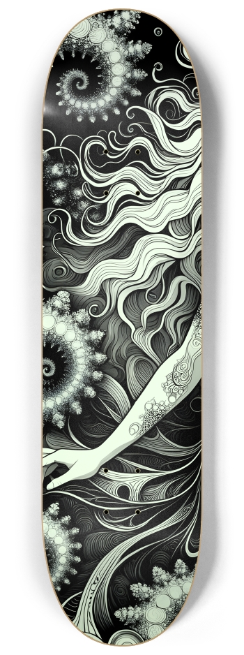 B&W Fractal Mermaid #24 #1 8-1/4 Skateboard Deck