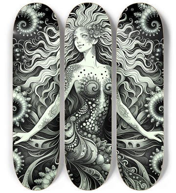 B&W Fractal Mermaid #24