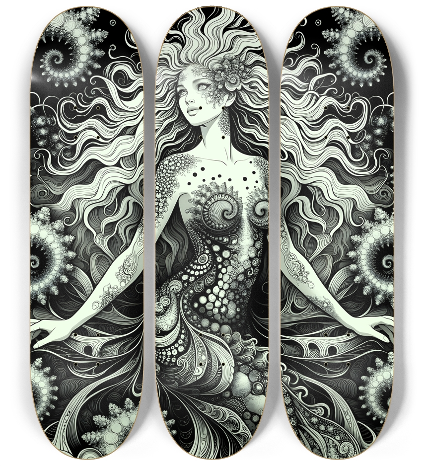 B&W Fractal Mermaid #24