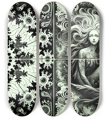 B&W Fractal Mermaid #3
