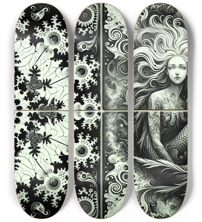 B&W Fractal Mermaid #3