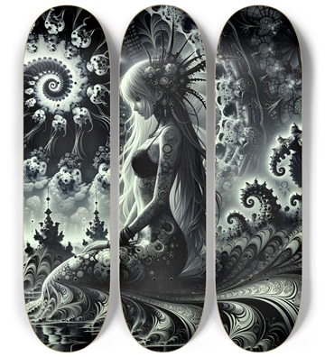 B&W Fractal Mermaid #30
