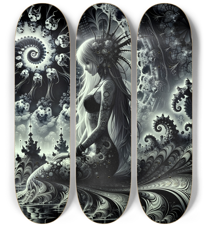 B&W Fractal Mermaid #30