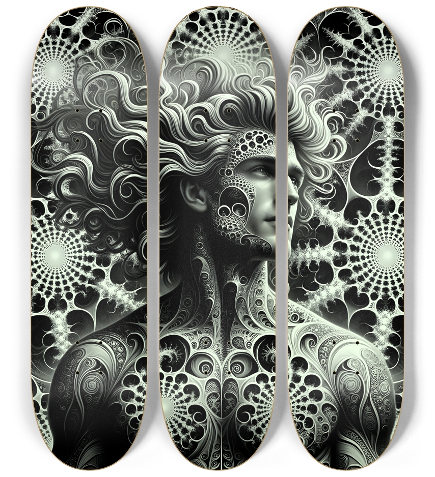 B&W Fractal Man #30 3 Deck Wall Series