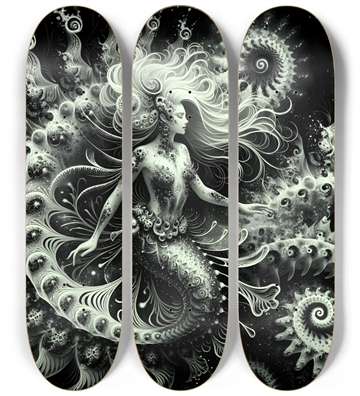 B&W Fractal Mermaid #23