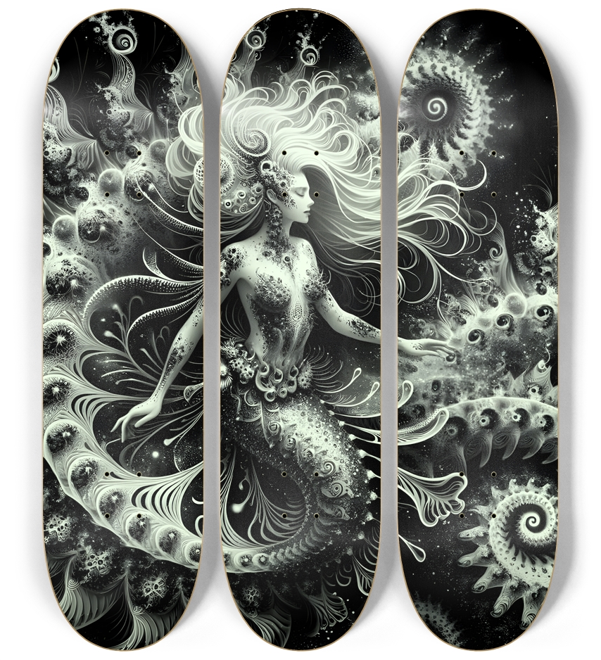 B&W Fractal Mermaid #23