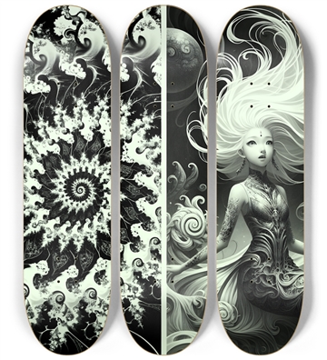 B&W Fractal Mermaid #16