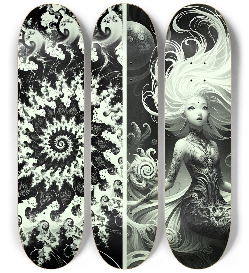 B&W Fractal Mermaid #16