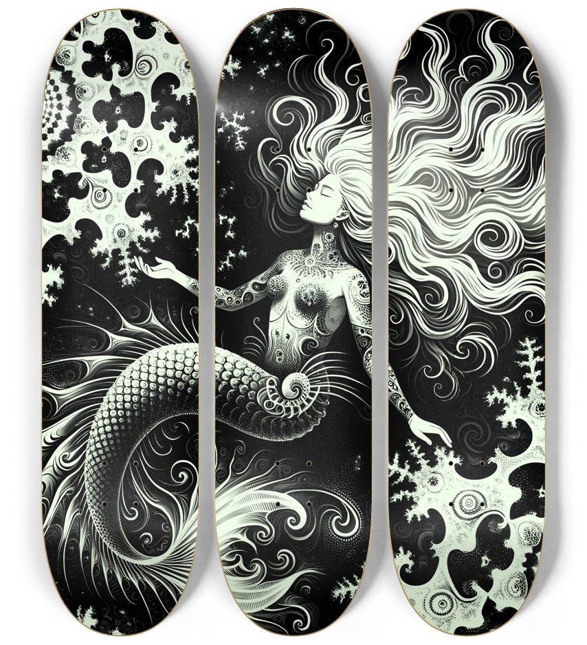 B&W Fractal Mermaid #29