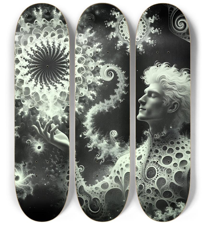 B&W Fractal Man #19 3 Deck Wall Series