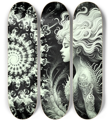 B&W Fractal Mermaid #26