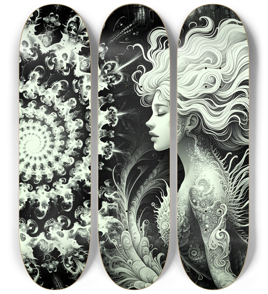 B&W Fractal Mermaid #26