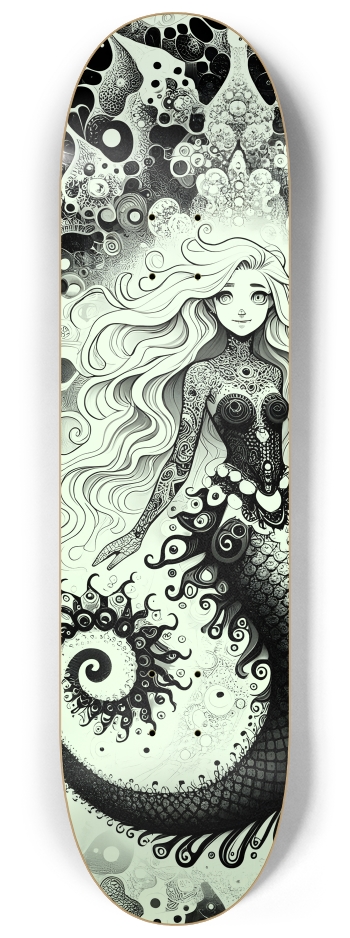 B&W Fractal Mermaid #6 #2 8-1/4 Skateboard Deck