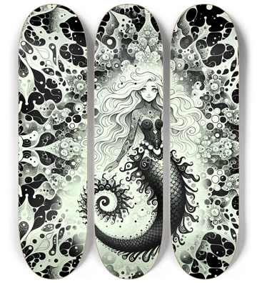 B&W Fractal Mermaid #6