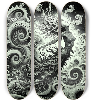 B&W Fractal Mermaid #8