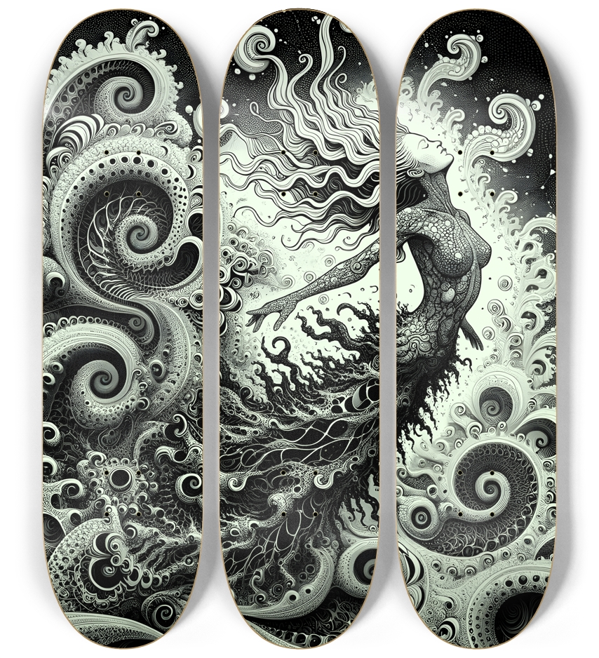 B&W Fractal Mermaid #8