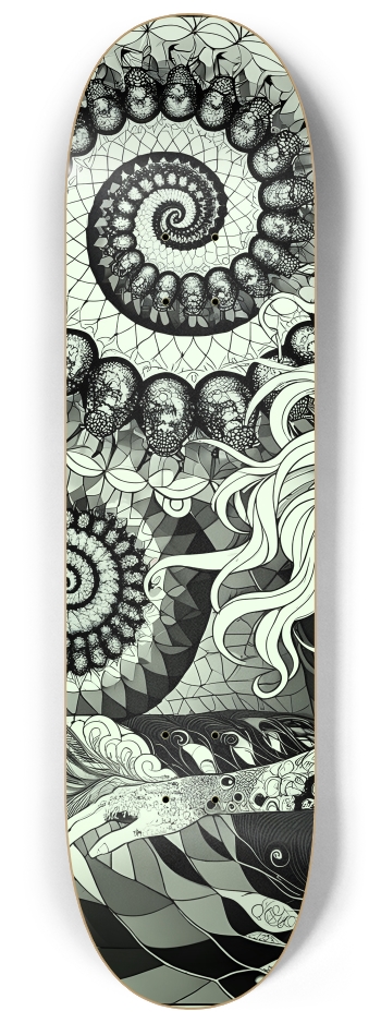 B&W Fractal Mermaid #28 #1 8-1/4 Skateboard Deck