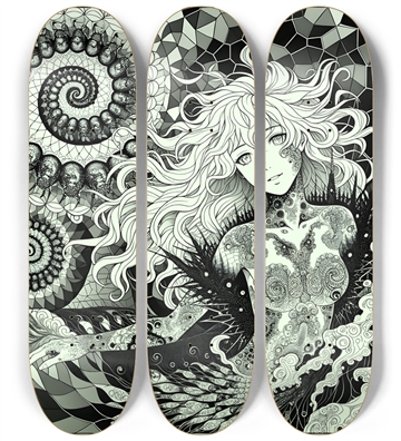 B&W Fractal Mermaid #28