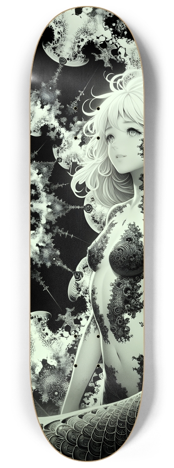 B&W Fractal Mermaid #15 #2 8-1/4 Skateboard Deck