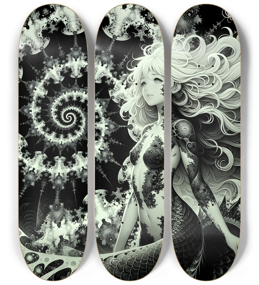 B&W Fractal Mermaid #15
