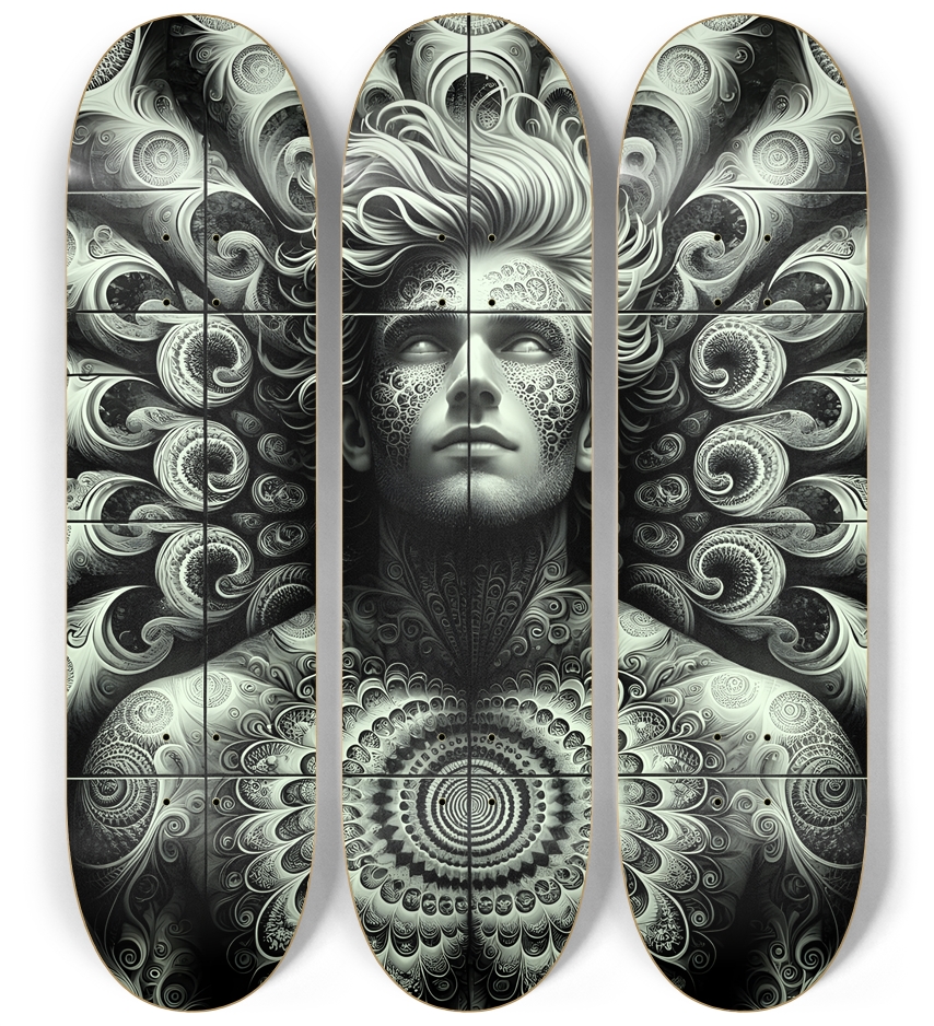 B&W Fractal Man #34 3 Deck Wall Series
