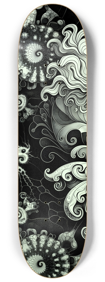 B&W Fractal Mermaid #11 #1 8-1/4 Skateboard Deck