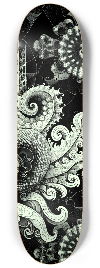 B&W Fractal Mermaid #11 #3 8-1/4 Skateboard Deck