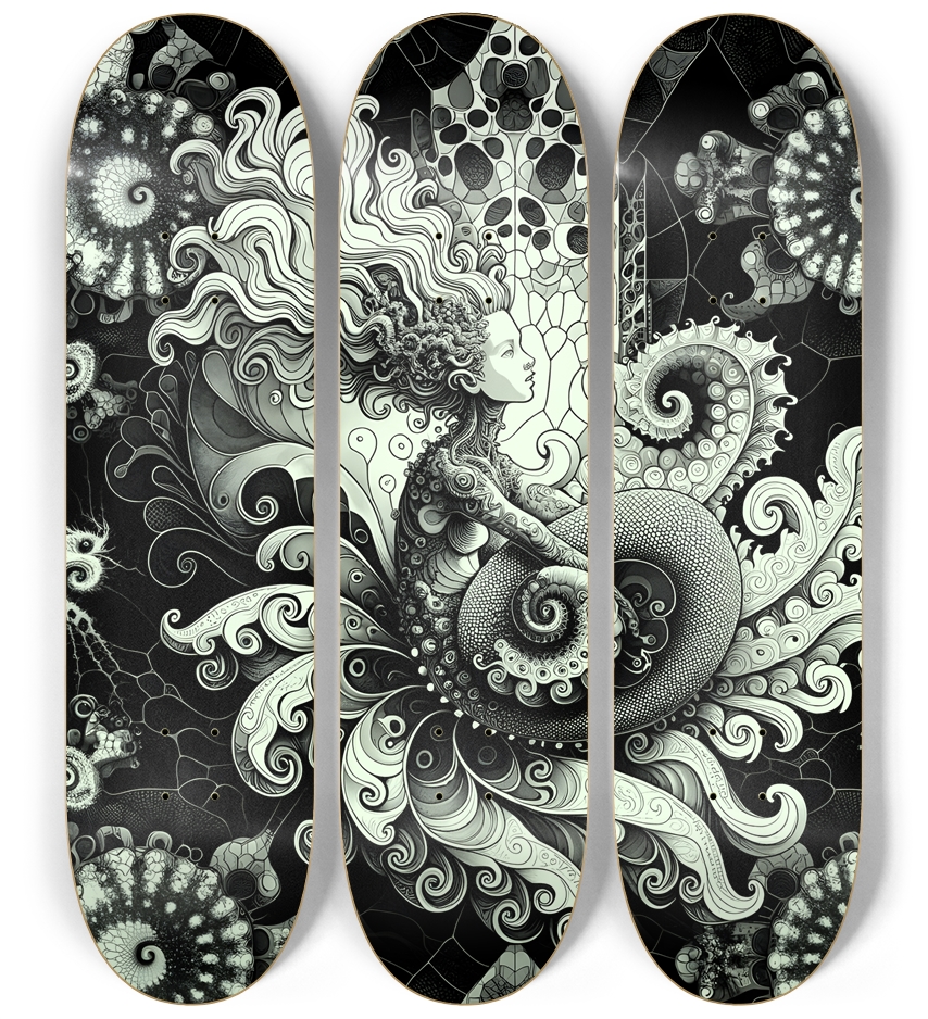 B&W Fractal Mermaid #11