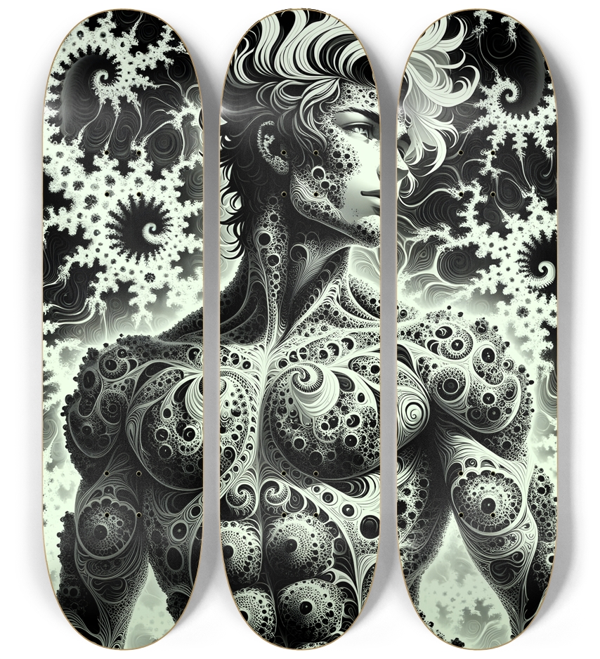 B&W Fractal Man #15 3 Deck Wall Series