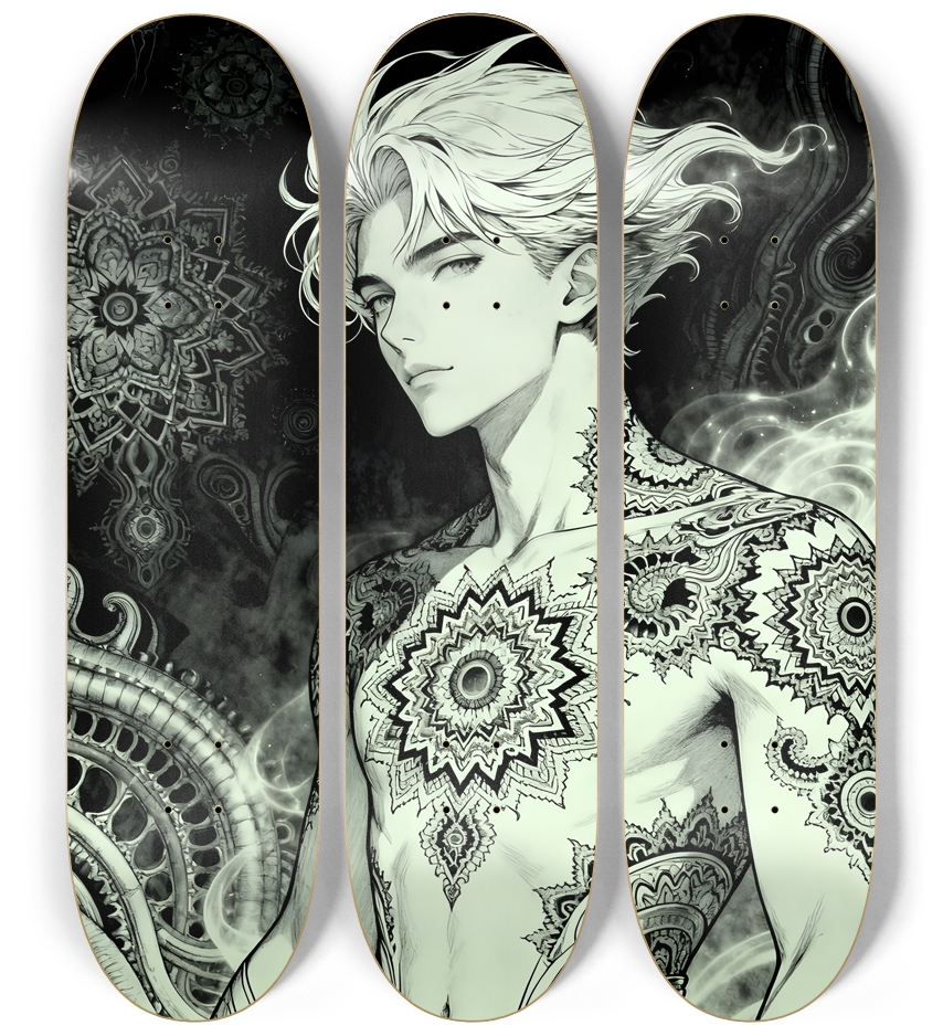 B&W Fractal Man #18 3 Deck Wall Series