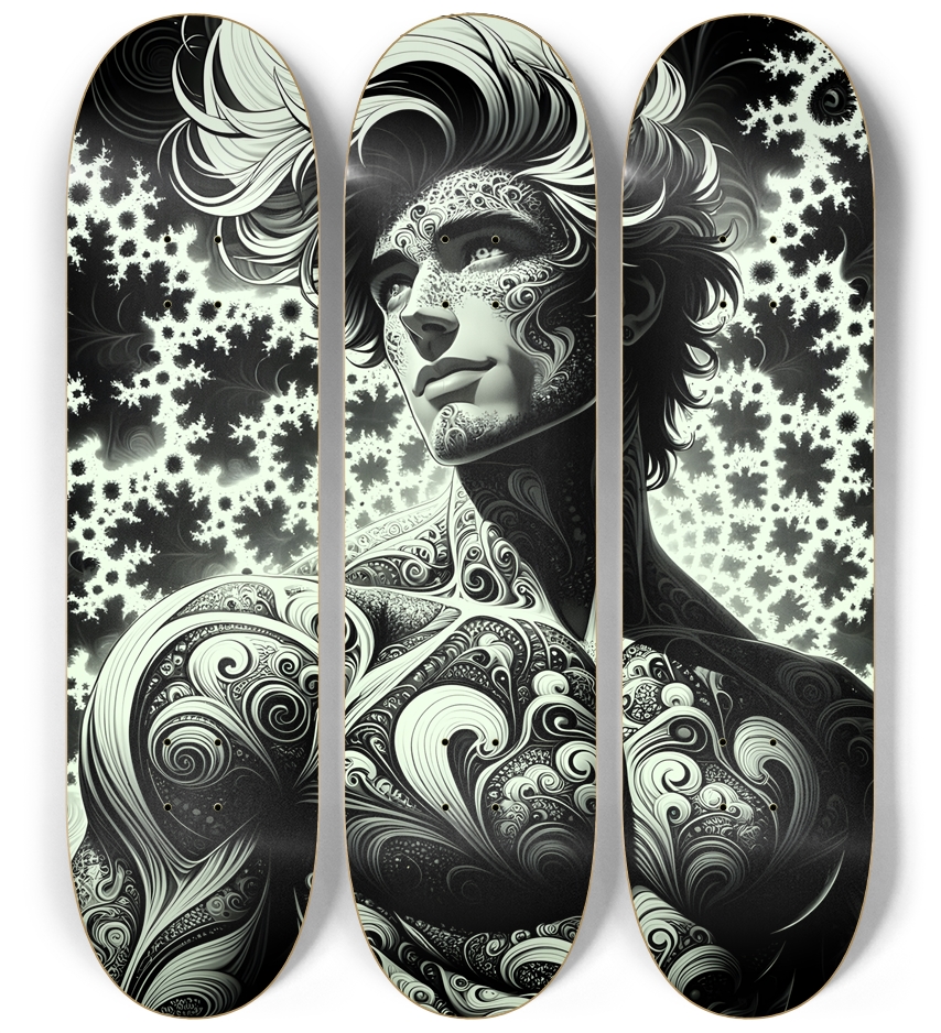 B&W Fractal Man #1 3 Deck Wall Series
