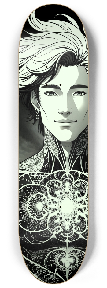 B&W Fractal Man #84 #3 8-1/4 Skateboard Deck