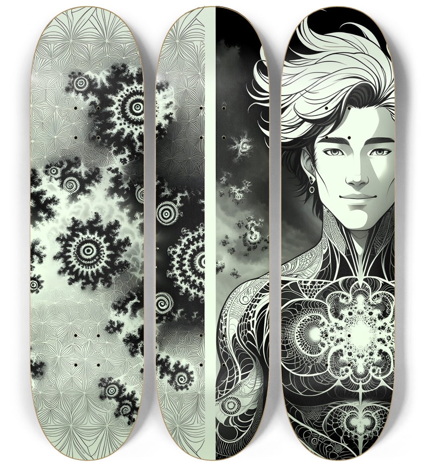 B&W Fractal Man #84 3 Deck Wall Series