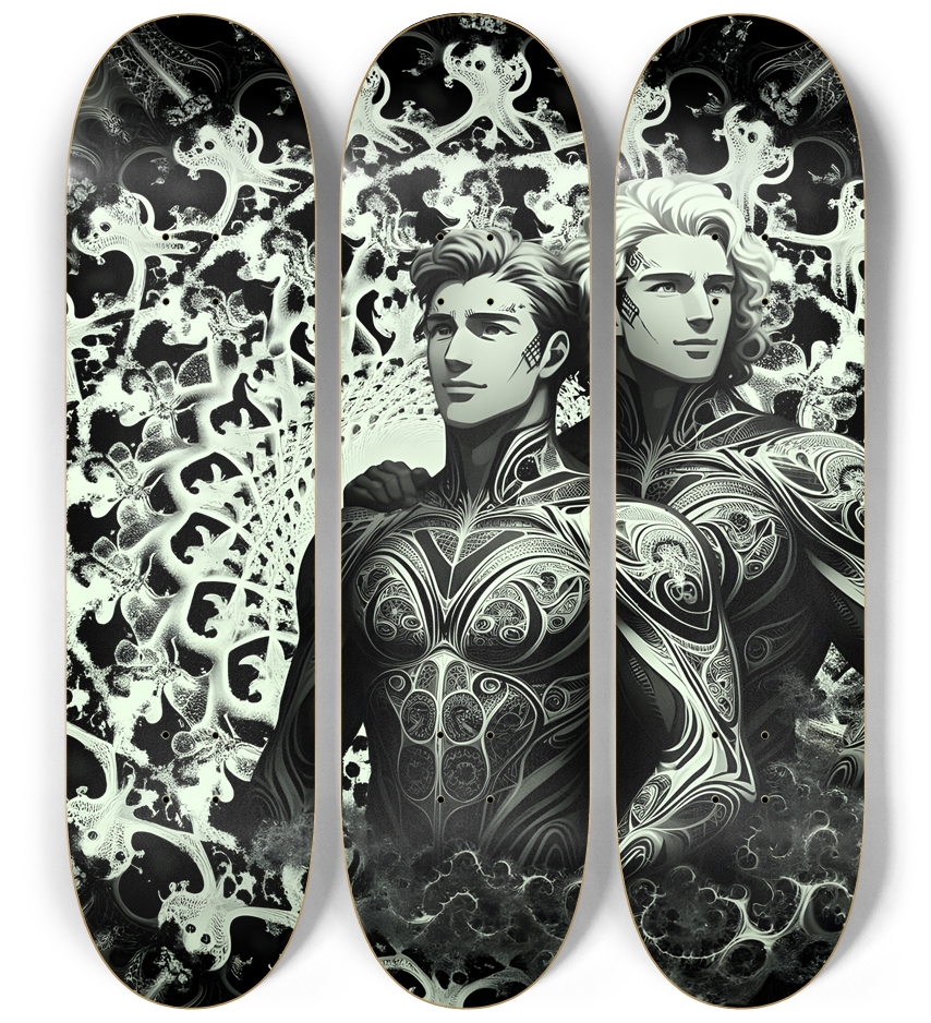 B&W Fractal Man #76 3 Deck Wall Series