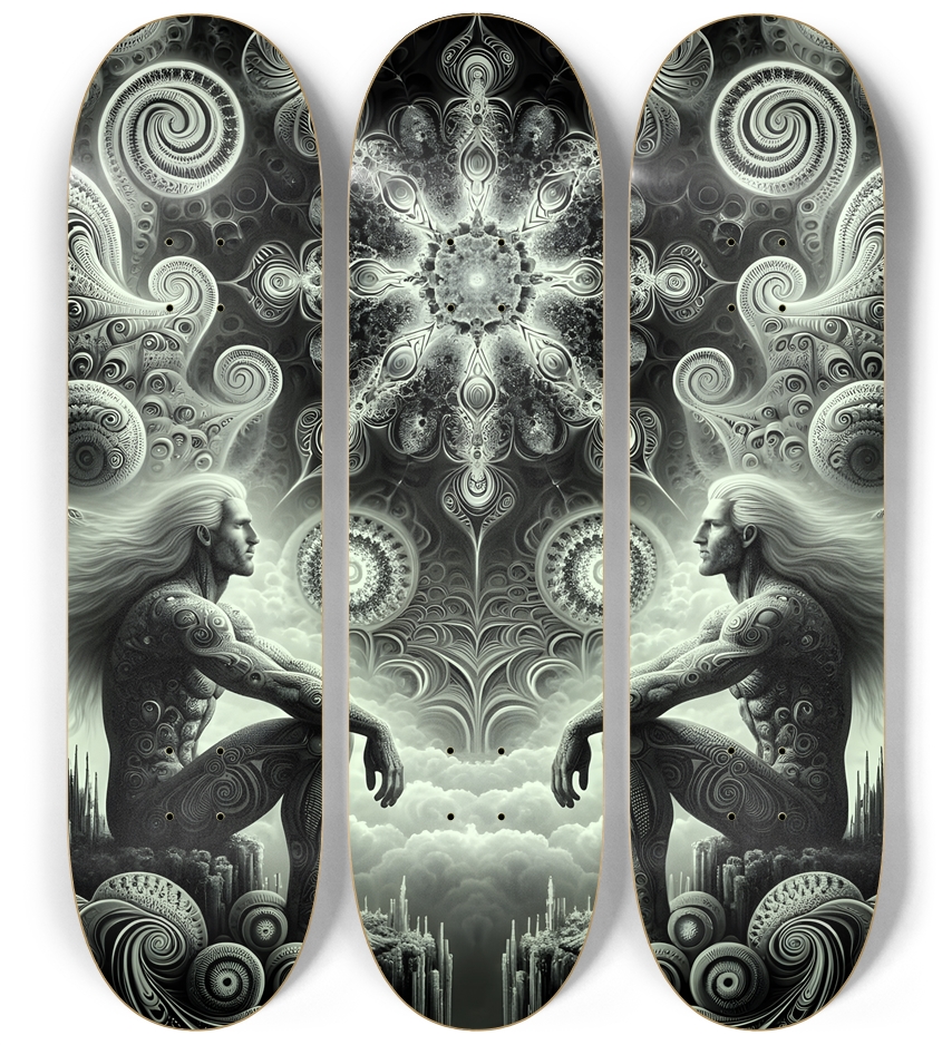 B&W Fractal Man #79 3 Deck Wall Series