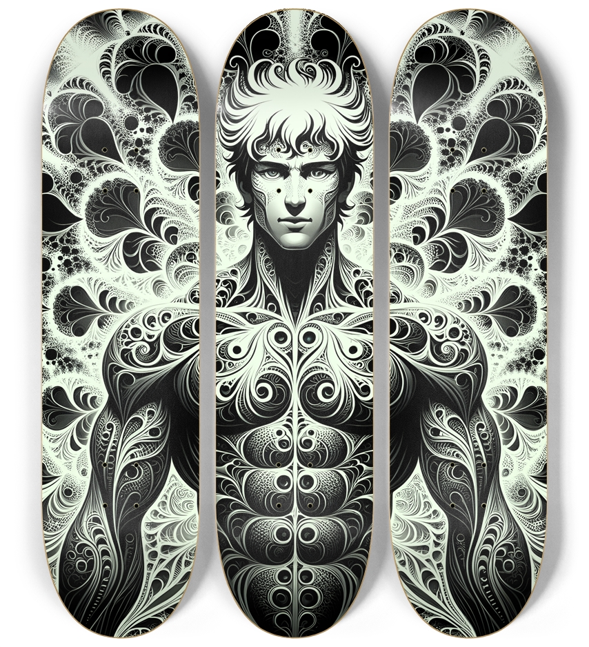B&W Fractal Man #68 3 Deck Wall Series