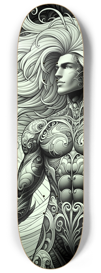 B&W Fractal Man #83 #2 8-1/4 Skateboard Deck