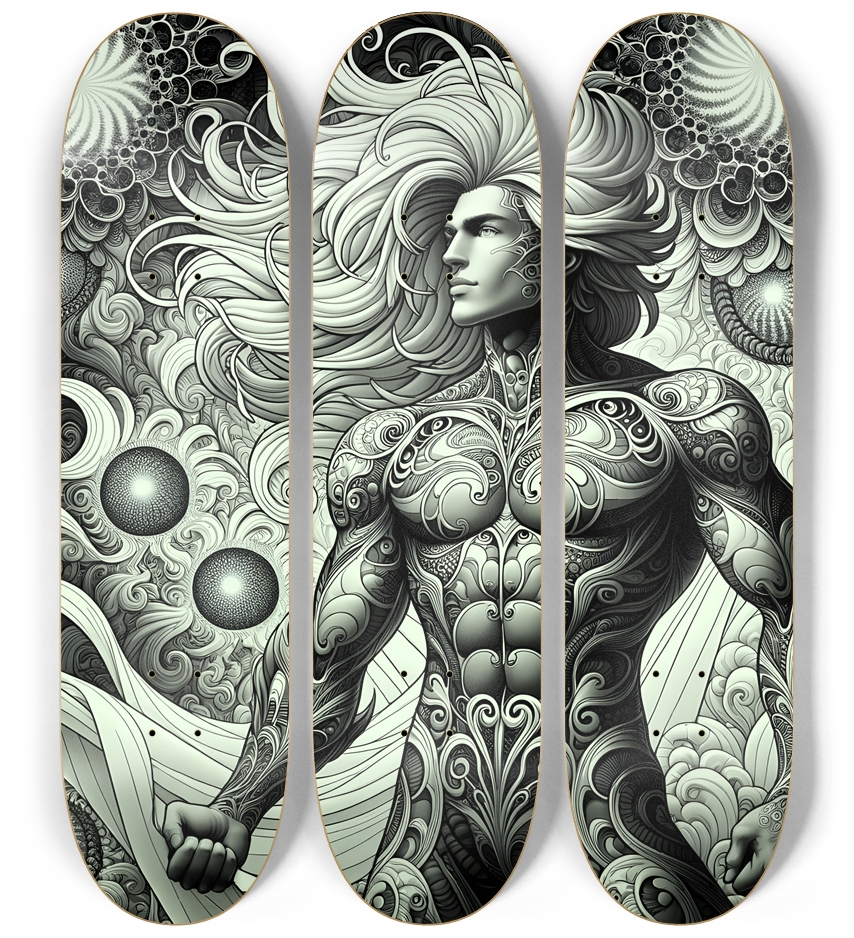 B&W Fractal Man #83 3 Deck Wall Series